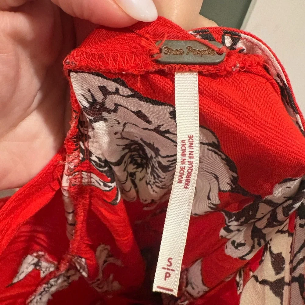 Free People Red Floral Backless Dress - Picture 4 of 4